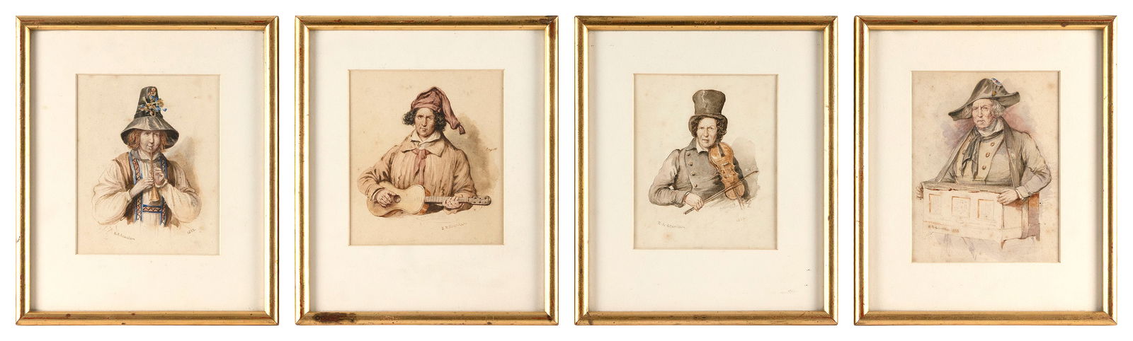 ROBERT RICHARD SCANLON (United Kingdom/Ireland, 1801-1876), Set of four portraits of musicians., (1 of 2)