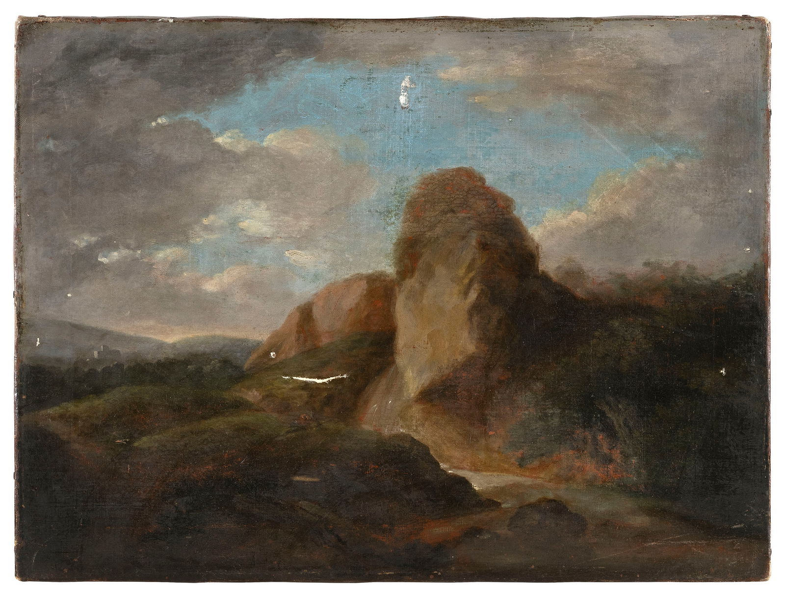 CONTINENTAL SCHOOL (19th Century,), Mountainous landscape., Oil on canvas, 16.75" x 22.5". Unframed. (1 of 2)