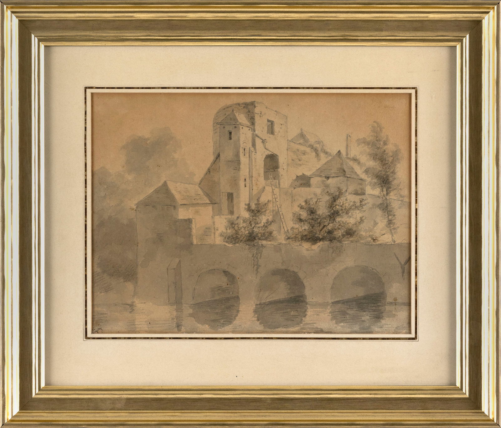 CONTINENTAL SCHOOL (19th Century,), View of a castle., Watercolor on paper, 9" x 12" sight. Framed (1 of 2)