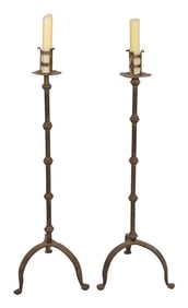 PAIR OF CAST IRON FLOOR CANDLESTICKS 19th Century Heights 50".
