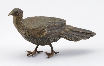 AUSTRIAN COLD-PAINTED BRONZE PHEASANT Early 20th Century Height 4.25".