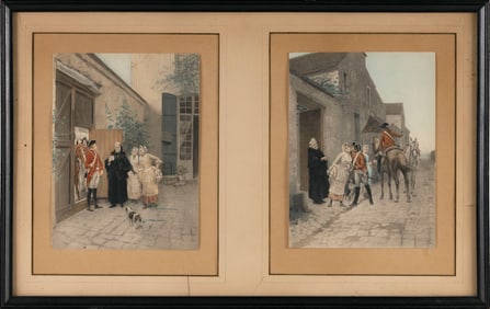 CHARLES EDOUARD EDMOND DELORT (France, 1841-1895), Two illustrations of military officers and other