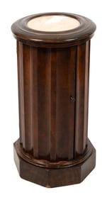 FRENCH EMPIRE WALNUT CYLINDRICAL CUPBOARD Circa 1815 Height 30". Top diameter 15".