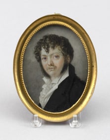 FRENCH SCHOOL (Early 19th Century,), Portrait miniature on ivory of a gentleman wearing a ruffled