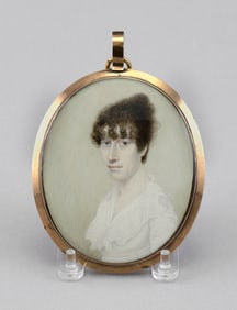 CONTINENTAL SCHOOL (Early 19th Century,), Portrait miniature on ivory of a lady in a white dress.,