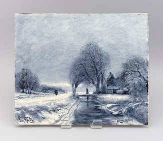 ROZENBURG DEN HAAG PORCELAIN TILE Holland, Late 19th Century Height 15". Width 17.75". Depth .375".