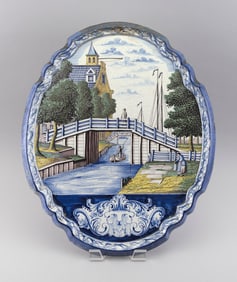 OVAL DELFT PLAQUE 19th Century Height 23". Width 19".