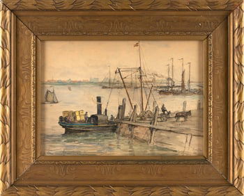 CHARLES NICOLAS STORM VAN 'S-GRAVESANDE (The Netherlands, 1841-1924), Harbor scene, likely