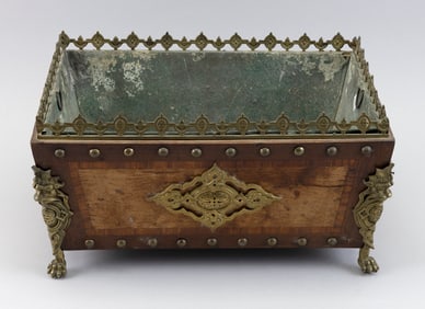 NAPOLEON III PLANTER WITH LION-FORM ORMOLU MOUNTS France, 19th Century Height 7.5". Width 14.5".