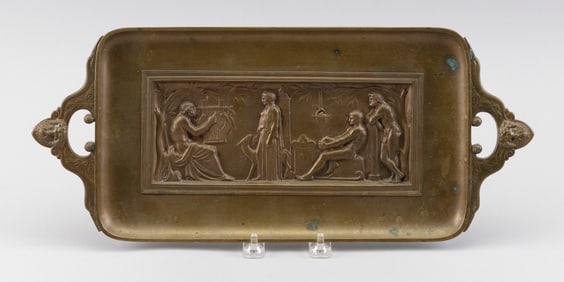 FERDINAND LEVILLAIN (France, 1837-1905), Neoclassical tray with figural and acorn handles and a