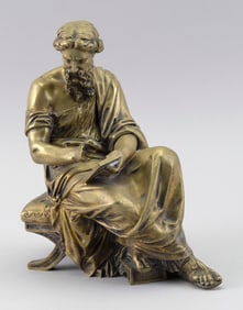 AFTER AUGUSTE MOREAU (France, 19th Century), Seated figure., Bronze, height 9.5".