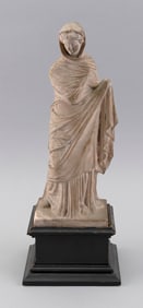 PLASTER FIGURE OF A CLOAKED WOMAN Early 20th Century Total height 15".