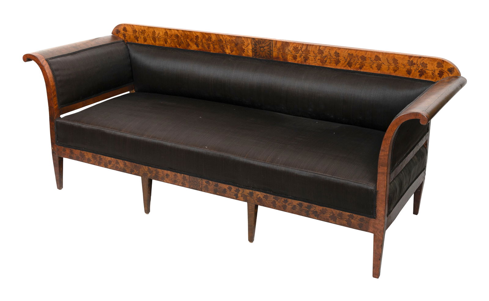 BIEDERMEIER SOFA Germany/Austria, 1860s-1870s Height 30". Length 86". Depth 28.5". (1 of 2)