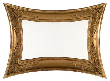 SWEDISH GILTWOOD CONCAVE-SIDED MIRROR 19th Century Height 26". Width 19".