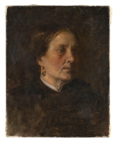 PORTRAIT OF A WOMAN 19th Century Oil on canvas, 14.5" x 12". Unframed.