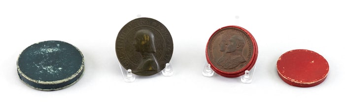 TWO BRONZE MEDALS Late 19th/Early 20th Century Diameters 1.5" and 2".