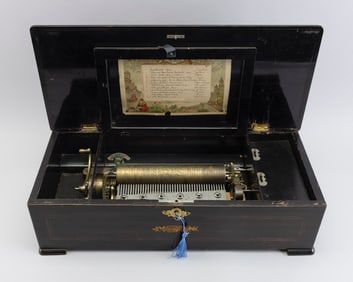 SWISS MUSIC BOX 19th Century Height 7". Width 23". Depth 10.5".