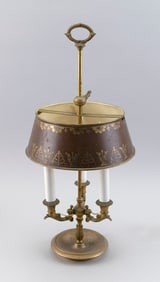 FRENCH LOUIS XVI-STYLE GILT BRONZE BOUILLOTTE LAMP 20th Century Height 21". Diameter of base of