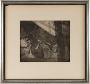 EDGAR DEGAS (France, 1834-1917), Aux Ambassadeurs., Print 9.75" x 12.5". Framed 19" x 20.5".