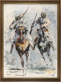 RAHNARVARDKAR ANOUSH (Germany/Islamic Republic of Iran, 1924-1983), Two horsemen with guns., Oil on