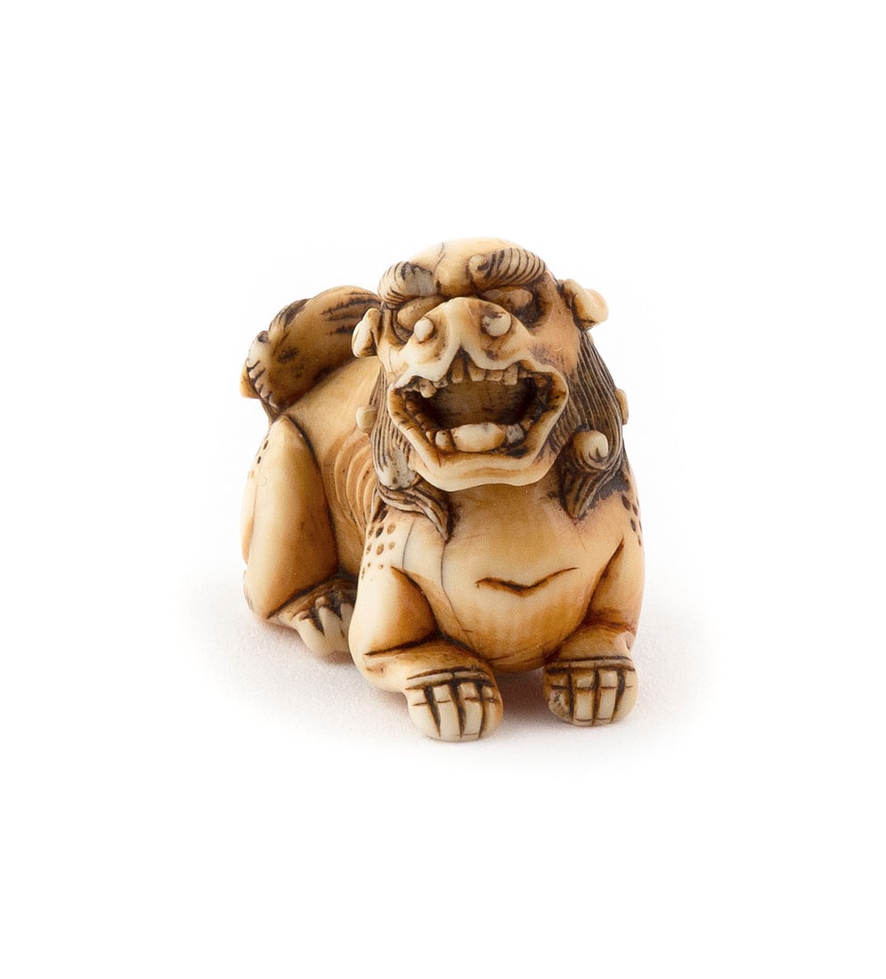 JAPANESE CARVED IVORY NETSUKE 18th Century Height 1". Length 1.25". (1 of 5)