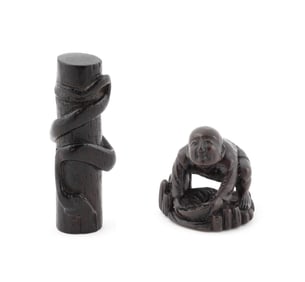 TWO JAPANESE NETSUKE 19th Century