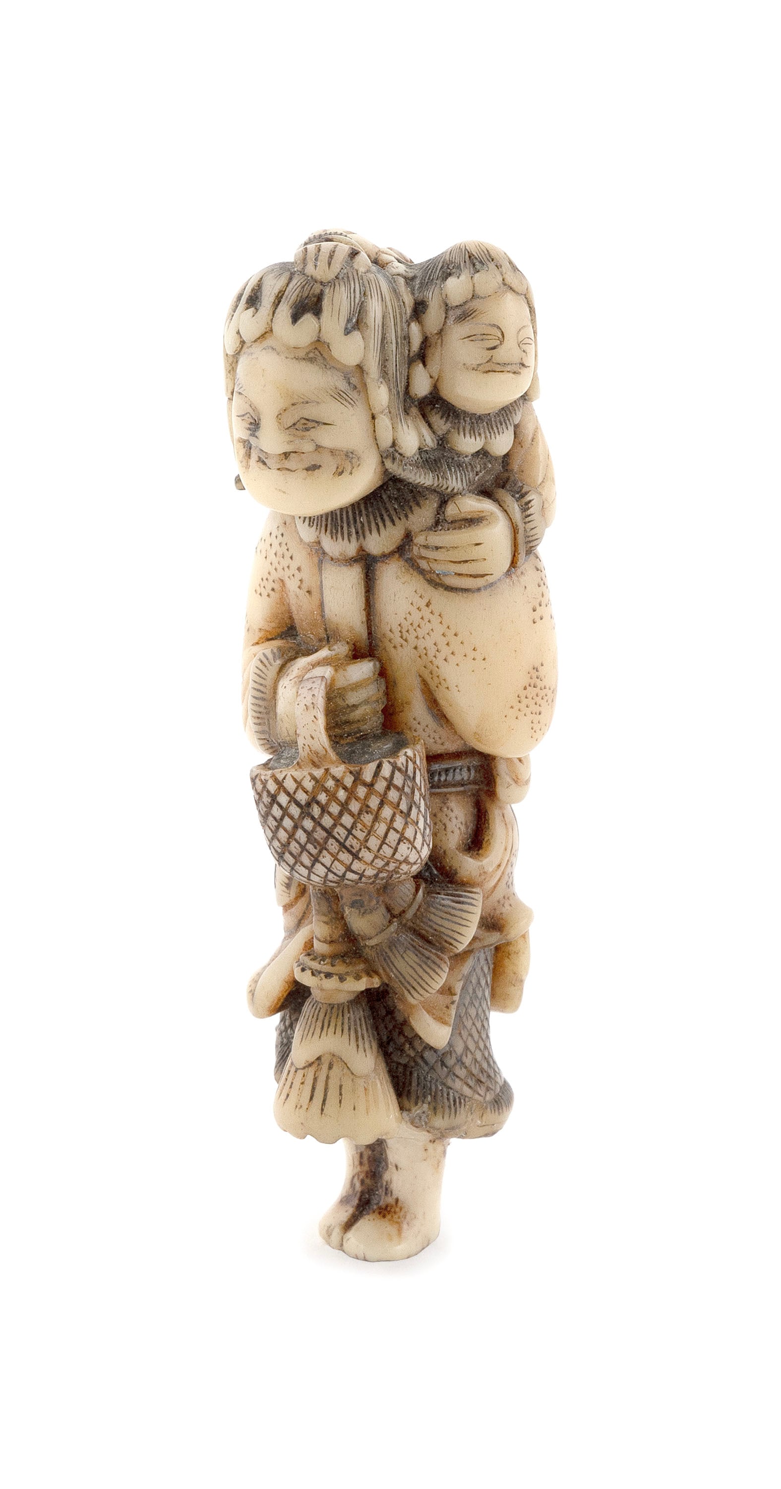 JAPANESE CARVED IVORY NETSUKE BY TOMOCHIKA GYOKUSEN Late 18th/Early 19th Century Height 3.125". (1 of 5)