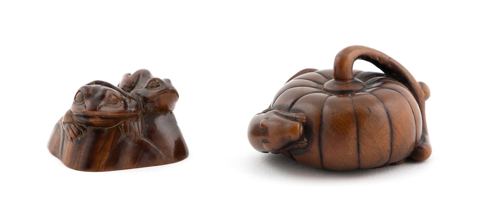 TWO JAPANESE CARVED WOOD NETSUKE 19th/20th Century (1 of 5)