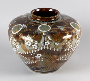 JAPANESE SATSUMA PORCELAIN VASE Late 19th Century Height 12". Diameter 12".