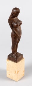 SEIJI SAITO (New York/Japan, 1933-), Carved wood figure of a standing nude., Carving height 8".