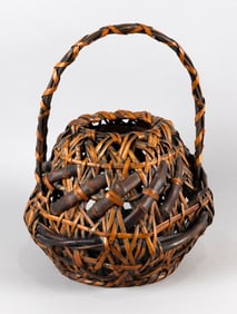 JAPANESE IKEBANA BASKET Circa 1900 Height 16.5".