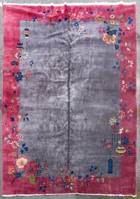 NICHOLS-TYPE CHINESE RUG: 9'0" X 11'8" Early 20th Century Weighs approximately 96 pounds.