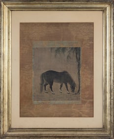 REPRODUCTION "HORSE AND WILLOW TREE" PRINT 20th Century 18" x 14" sight. Framed 26" x 21.5".
