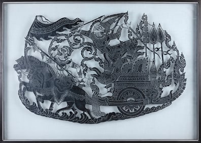 THAI FOLK ART PAPER CUTTING 20th Century Approx. 20" x 32". Framed 27" x 38".