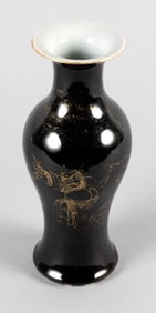 CHINESE MIRROR BLACK PORCELAIN VASE 19th Century Height 9.75".