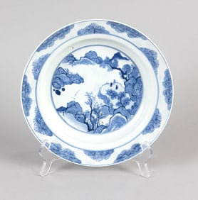 CHINESE BLUE AND WHITE PORCELAIN SHALLOW BOWL 18th/19th Century Height 1.5". Diameter 8.75".
