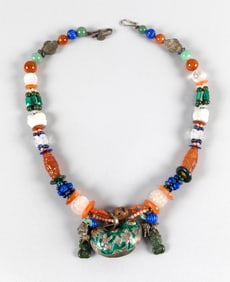UNUSUAL ASIAN BEADED NECKLACE Mostly Chinese, 20th Century Length 14".