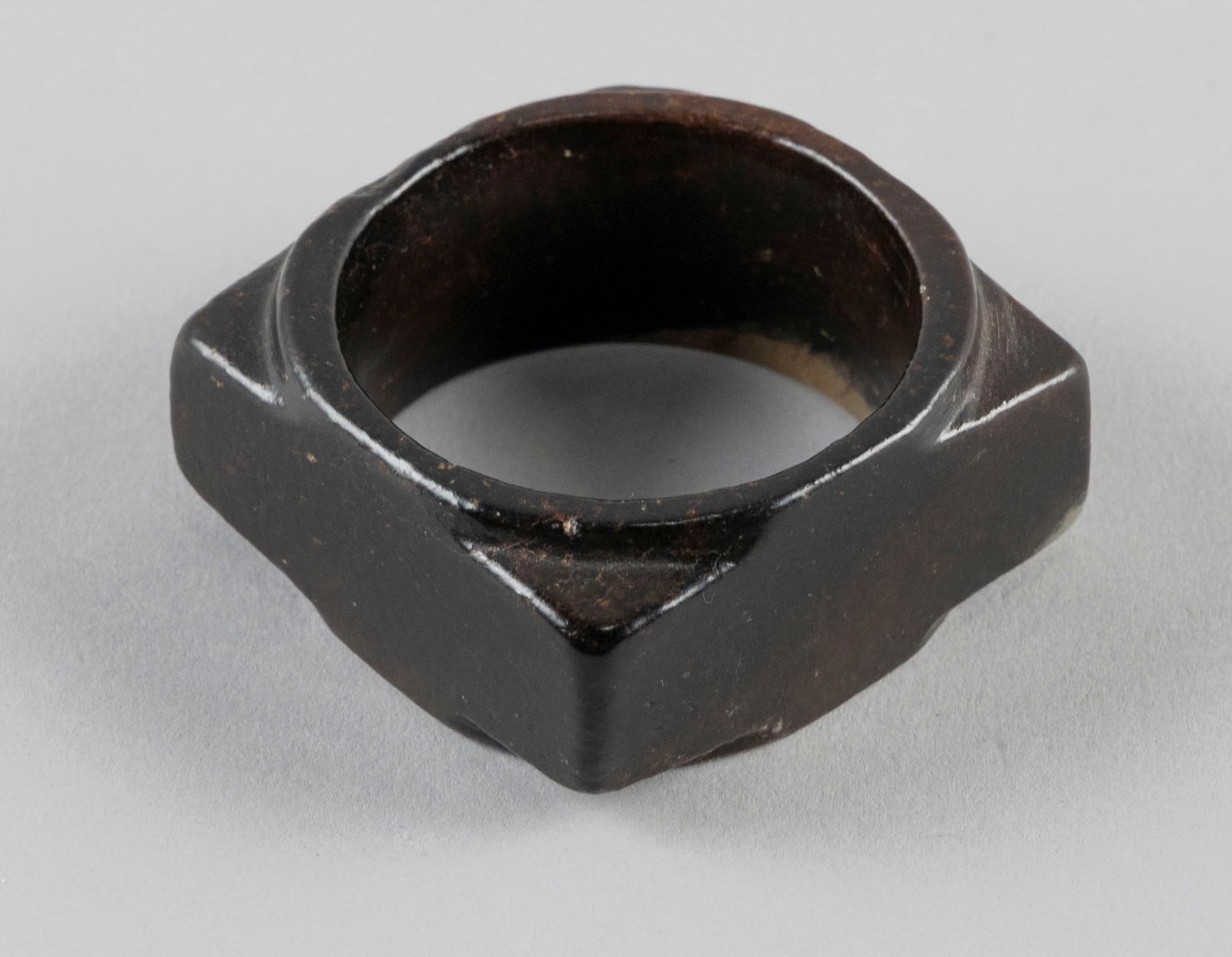 CHINESE ARCHAIC-STYLE MOTTLED BROWN JADE CONG 2.25" x 2.25". (1 of 6)