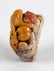 CHINESE FINELY CARVED SHOUSHAN PEBBLE 19th Century Height 2". Length 3".