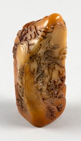 CHINESE CARVED SHOUSHAN STONE PEBBLE 19th Century Height 5".