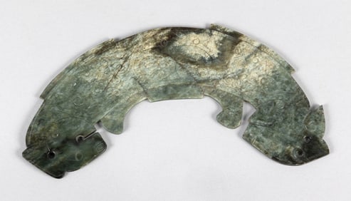 CHINESE MOTTLED JADE HUANG 19th Century Length 9.5".