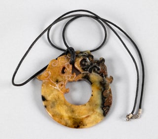 CHINESE MOTTLED JADE BI 19th Century Length 3".