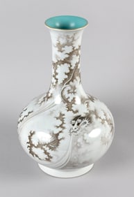 CHINESE PORCELAIN VASE EN GRISAILLE 19th Century Height 14".