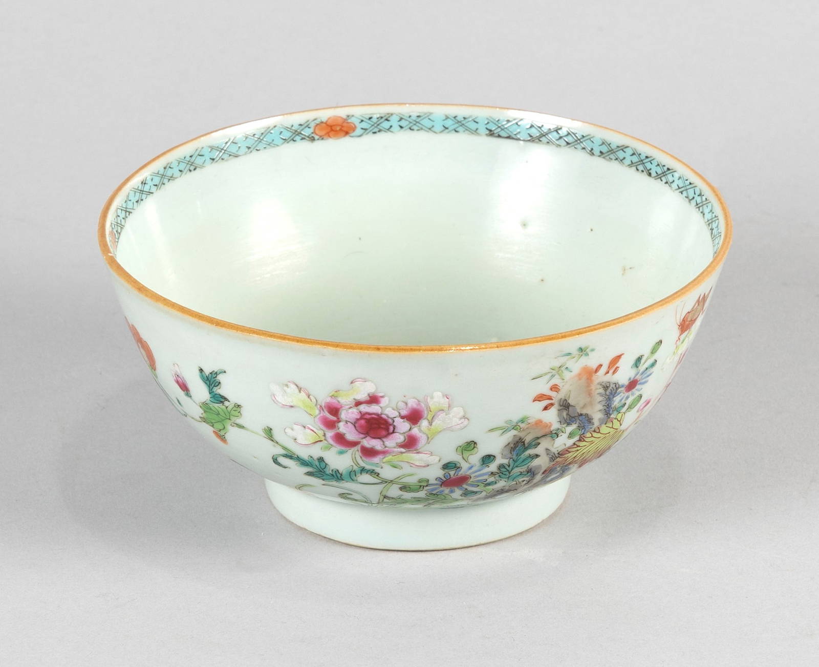 CHINESE FAMILLE ROSE PORCELAIN BOWL 19th Century Height 2.75\". Diameter 5.75\".