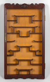 CHINESE CARVED ROSEWOOD HANGING DISPLAY CASE Early 20th Century Height 33". Width 18". Depth 4".