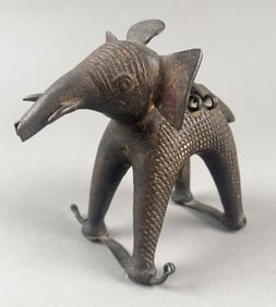 CHINESE BRONZE ELEPHANT-FORM CENSER 19th Century Height 5". Length 5.5".