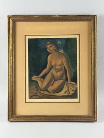 ANDRE DERAIN (France, 1880-1954), Seated nude., Lithograph on paper, 12" x 9.5" sight. Framed 18.5"