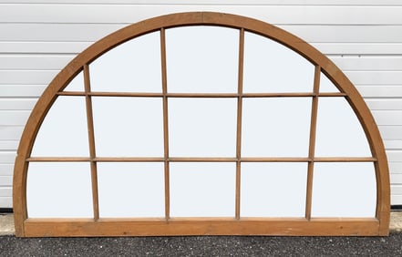 HALF-ROUND MULLIONED MIRROR Contemporary Height 53". Width 93".