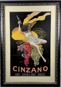 ITALIAN ADVERTISING POSTER "CIZANO DRY. EXTRA DRY. BRUT" Contemporary 50.25" x 31.25" sight. Framed