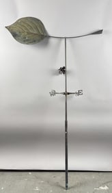 COPPER MAGNOLIA LEAF WEATHER VANE Contemporary Height 60.5". Length 36". Width 11.5".